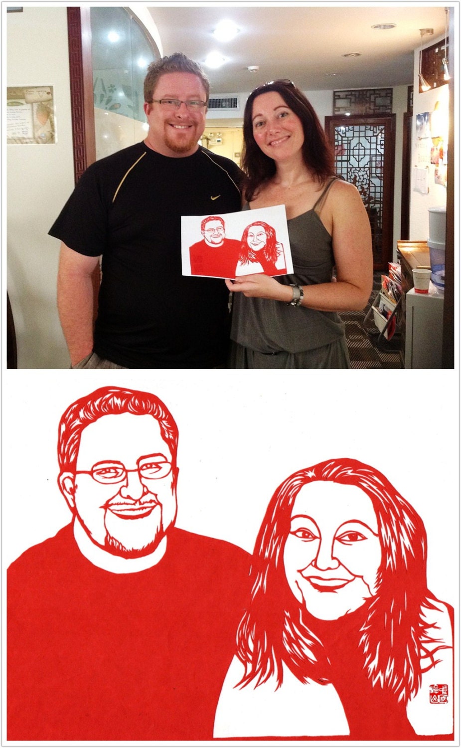 Custom portrait paper cutting original art gift anniversary wedding birthday engagement