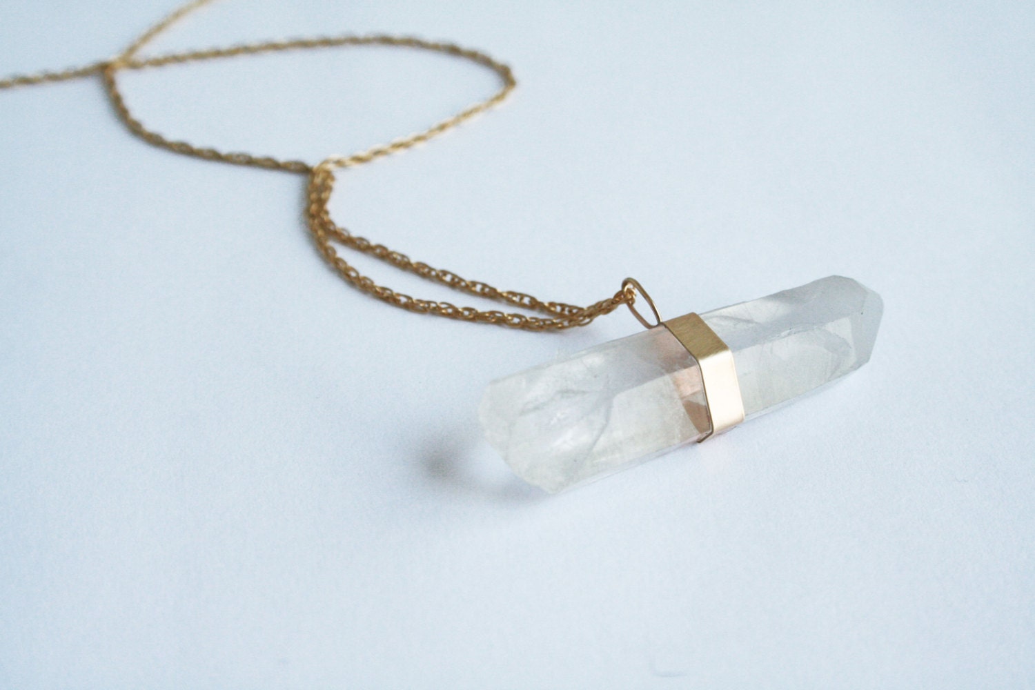 Gold Quartz Crystal Necklace, Crystal Quartz, Gold Fill Necklace, Choker