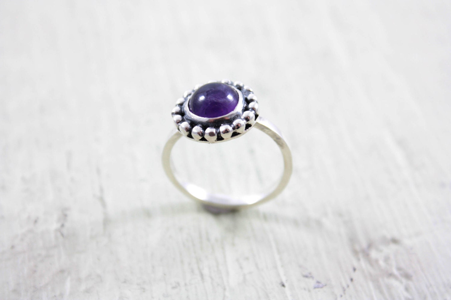 Amethyst Ring Sterling Silver Engagement Stacking Silversmithed Metalsmithed