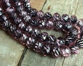 Glass Beads, Bead, Supplies, Czech glass pink, black Murano Czech Glass Faceted Art Beads Rondelle oval 15
