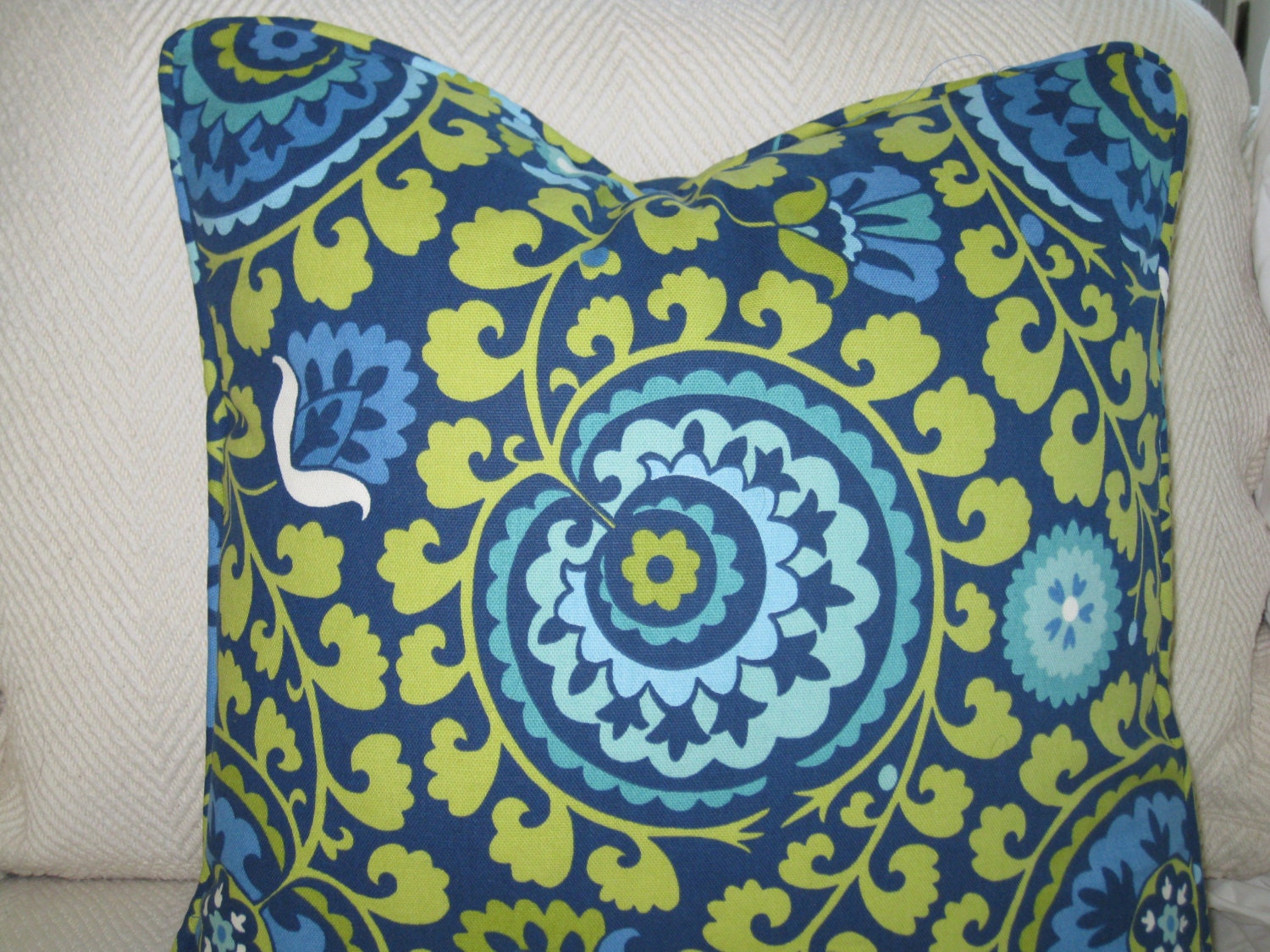 Paisley Print Home Decor Pillow with Welting, Cushion Cover, 16x16 Modern