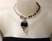 black onyx necklace choker in handmade wire wrapped jewelry handmade  black stone choker black stone jewelry