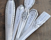 Vintage Herb Garden Markers . Vintage Silverware Herb or Flowerpot Herb Garden Stakes . SET of THREE (3)  Garden Markers . Teacher Gift