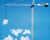 Fine art print. Playing with the Clouds. Blue sky. Whyte clouds. Summer games. Color photography. Nature  Monochromatic. 8'x8'