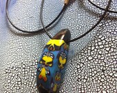 Dark Duckie Crescent Pendant: Handmade, One of a Kind Polymer Clay