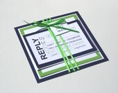 Unique Block Modern Wedding Invitation Suite in Blue and Lime Wedding Invite Jenny Design - SAMPLE
