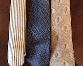 Lot of Three Vintage 1950s or 60s Narrow Neck Ties Rockabilly Hipster or Mad Men