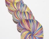 Unique hand painted sock yarn, merino wool and nylon, 462 yards, 100g, Walking on Sunshine