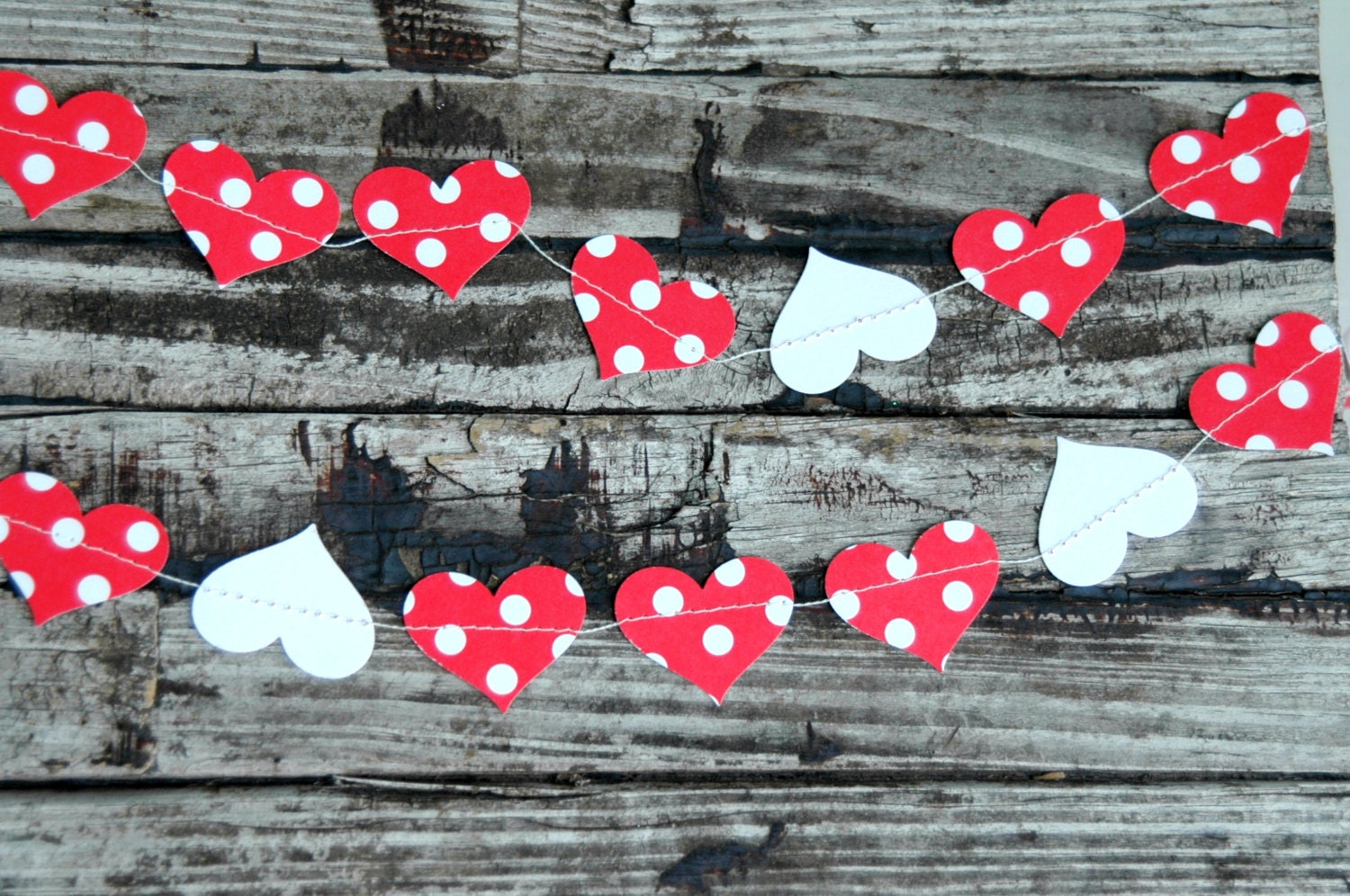 Country Wedding Decoractions . Red Heart Paper Garland 10 ft . Reception Party Decor