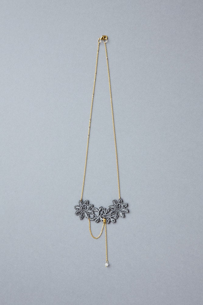 moon grey lace necklace