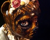 Cinnamon Sugar Bear ShaKer...kiln fired clay OOAK teddy handmade ceramic sweet spice Shaker Bear
