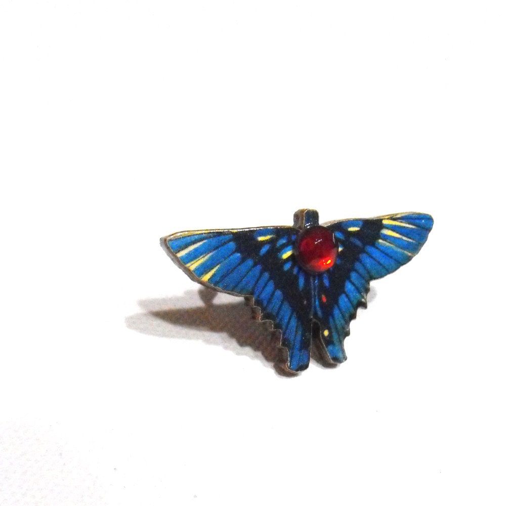 Blue Butterfly Ring - Adjustable, Womens Butterfly Jewelry, Spring, Summer Fashion, Boho Butterfly Ring, Wood Anniversary, Gift Box, Wood