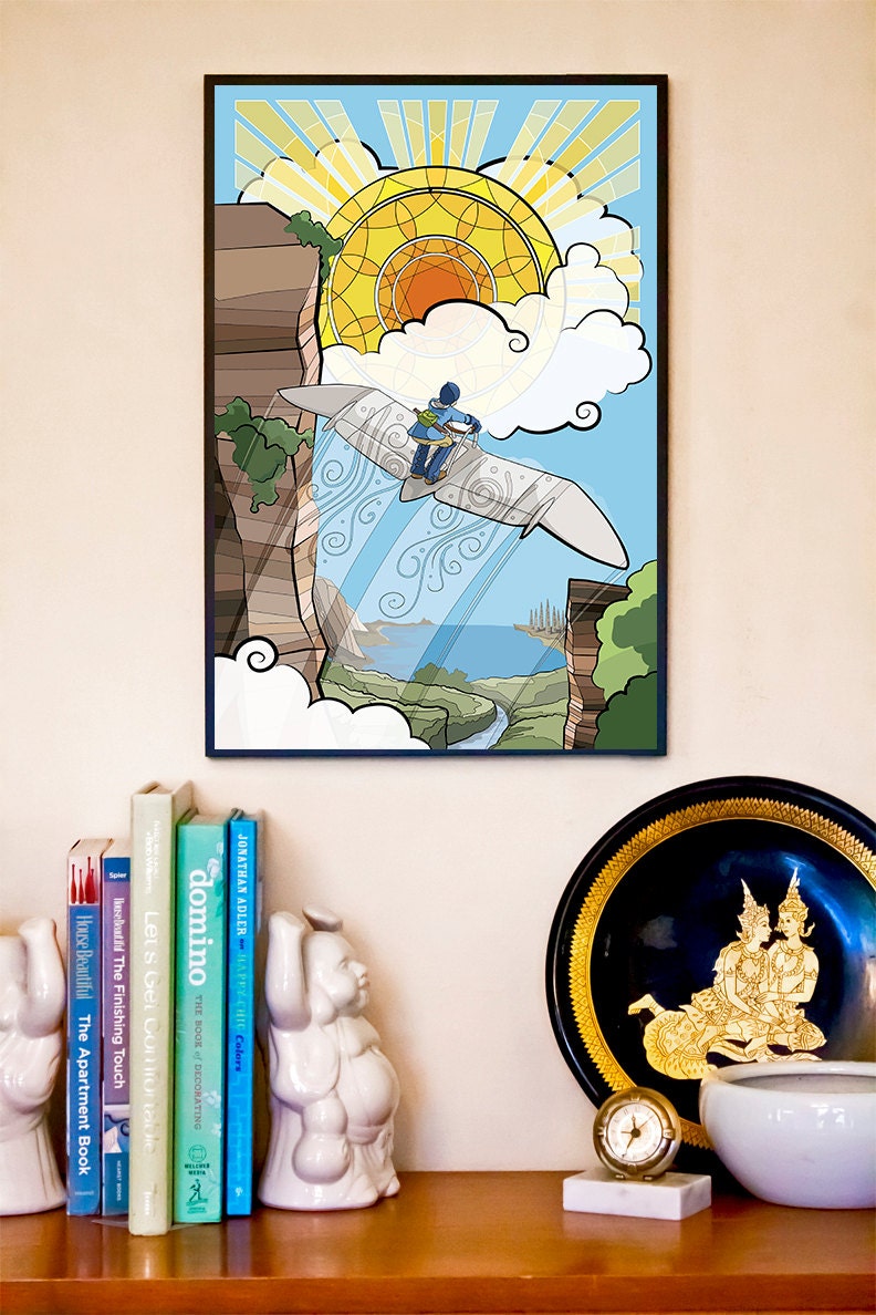 Nausicaa of the Valley of the Wind // Stained-glass Inspired Movie Poster Illustration // 12x18 Miyazaki and Ghibli Mosaic Art Print