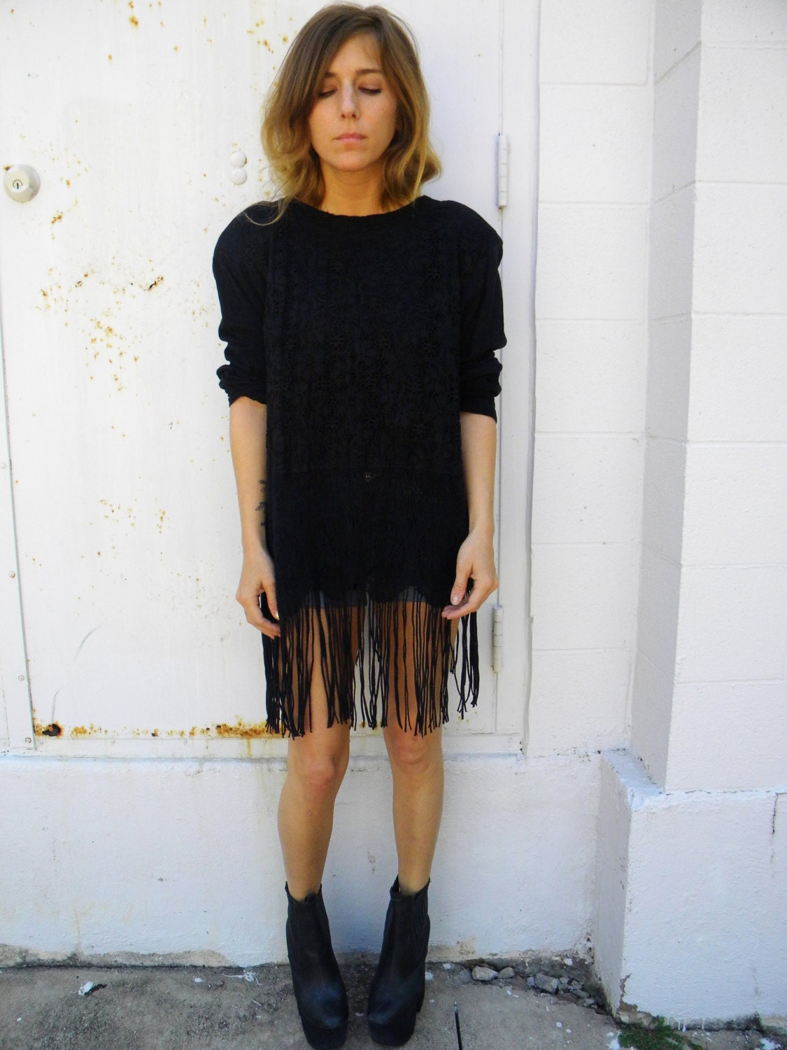 FRINGE crochet semi sheer crop top great GATSBY gothic lightweight tunic top. blouse. bohemian hipster shirt.