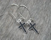 Cross Earrings, Black Cross Earrings, Pastel Goth, Nu Goth, Soft Grunge, Occult, Black Crosses, Gothic Earrings, Gothic Jewelry, Rocker,