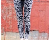 Filigree Art Nouveau Leggings by Carousel Ink - Black Tights - Printed Womens Legging - xLARGE