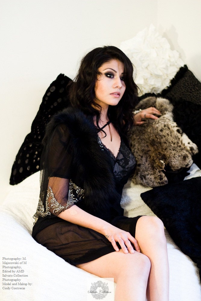 1920s Silk Flapper - Chiffon  Sheer Black