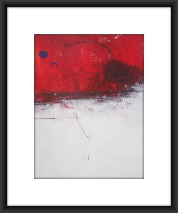A3 Modern Landscape Abstract Original Mixed Media Painting 11.7x16.5 " Wasteland 092"