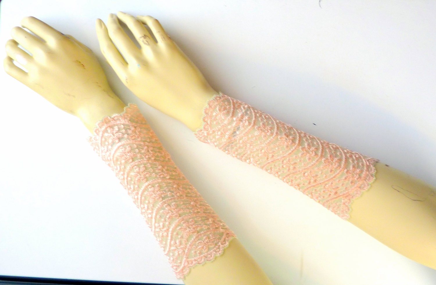 Fingerless Lace Gloves- Pale Pink Mint Sage Green Embroidered Amythest Floral - Wedding Gothic Victorian Tribal Belly Dance Noir Bridal