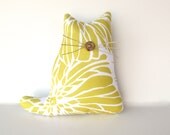 animal pillow, cat lover, buttercup yellow pillow, grey and yellow nursery, decorative pillow, READY TO SHIP