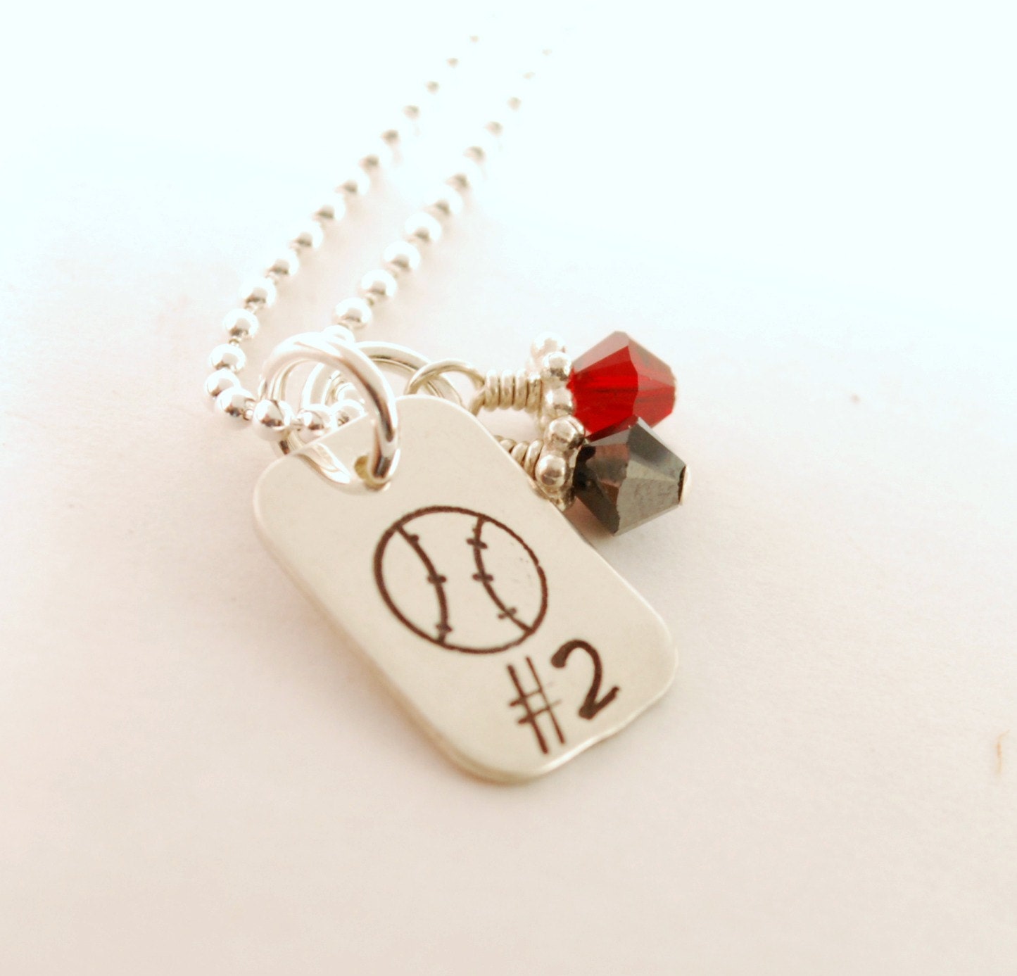 Baseball Mom Personalized Baseball Necklace - Custom Softball Necklace Team Gift Hand Stamped Sterling Silver Jewelry