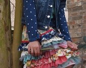 Boutique Girls Skirt with Rows of Designer Fabric Ruffles