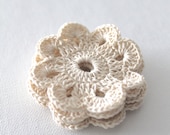 4 CROCHET FLOWER APPLIQUÉ Craft Supplies Set of Four Neutral Embellishment