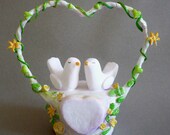Ready to Ship - OOAK - Wedding Cake Topper - Bride and Groom Love Birds with Heart Arch