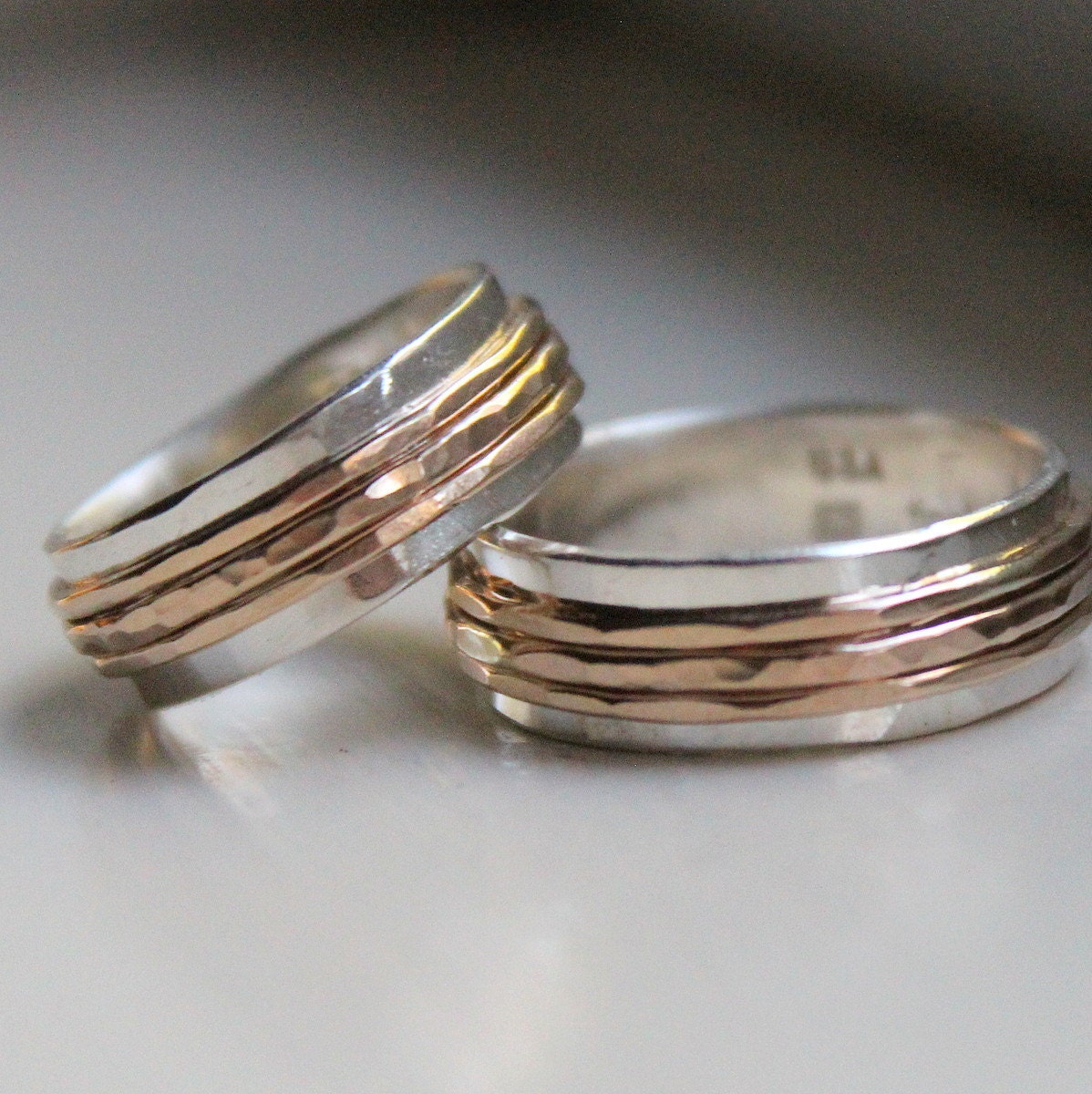 Rustic Wedding Ring Set - with RUSH PRODUCTION and EXPEDITED shipping