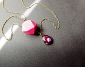 Hollywood Glamorous Necklace /Purple Rhinestone/Pink Facet Wood/Geometric Tribal Necklace/- FREE SHIPPING. - 4Everinstyle Hollywood Glamorous Necklace /Purple Rhinestone/Pink Facet Wood/Geometric Tribal Necklace/- FREE SHIPPING. - 4Everinstyle