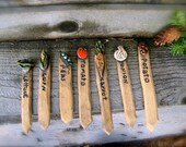 garden markers handmade pottery vegetable - MudGoblin garden markers handmade pottery vegetable - MudGoblin
