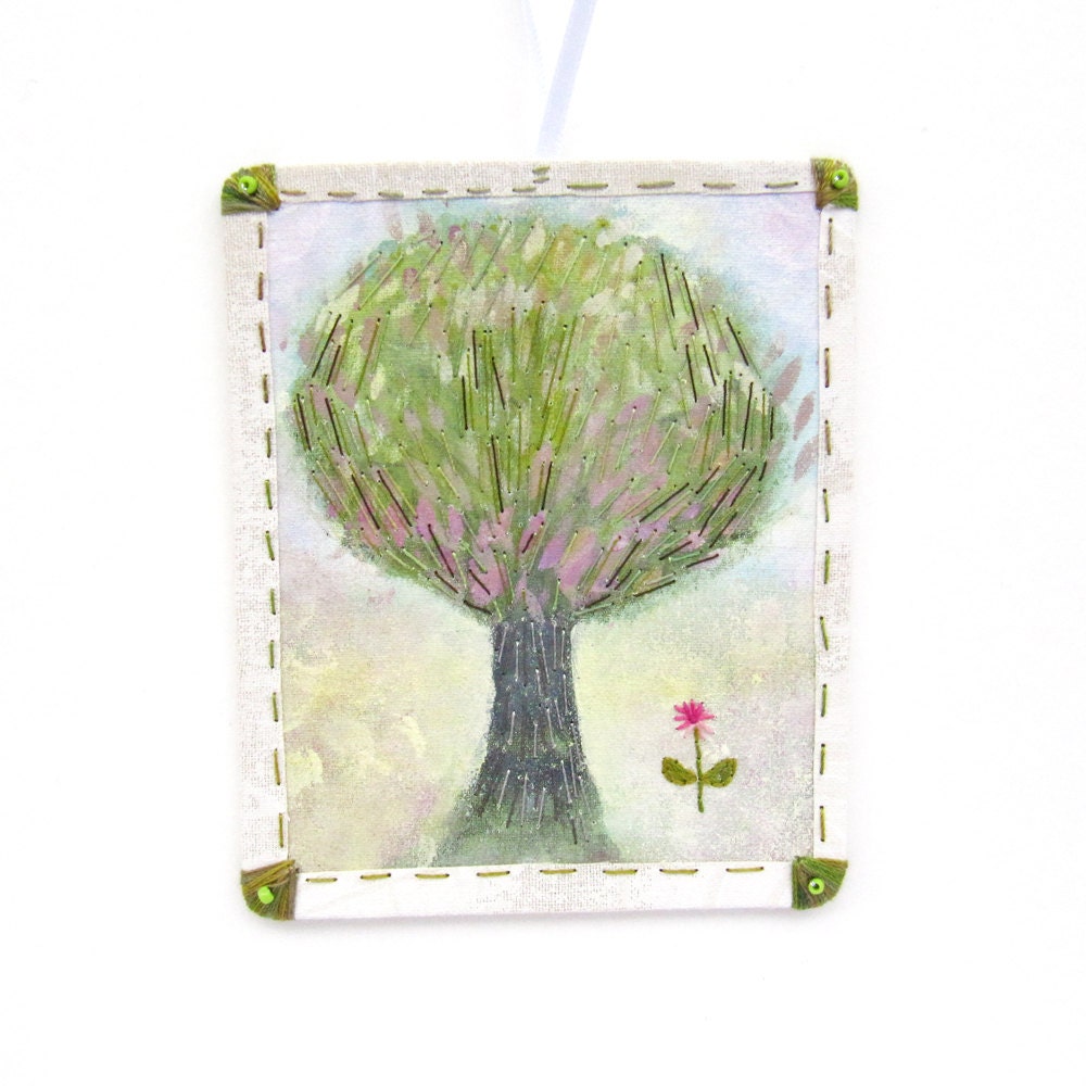 Summer Tree - Small Hand Stitched Embroidery/ Quilt/ Textile Art/ Decoration