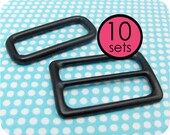 10 Sets - 1.5 Inch Matte Black Slide and Rectangle Ring