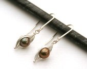 Peapod earrings. A pea in a pod Limited edition Metallic pearl earrings