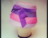 Vintage PURPLE SPRING HAT / Retro 50s 60s Pastel Pinks and Lavender / Velvet Bow