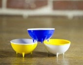 Space Age Tripod Dish Trio - Set of 3 TINY German Retro Plastic Egg Cups or Tasting Bowls - Thomy