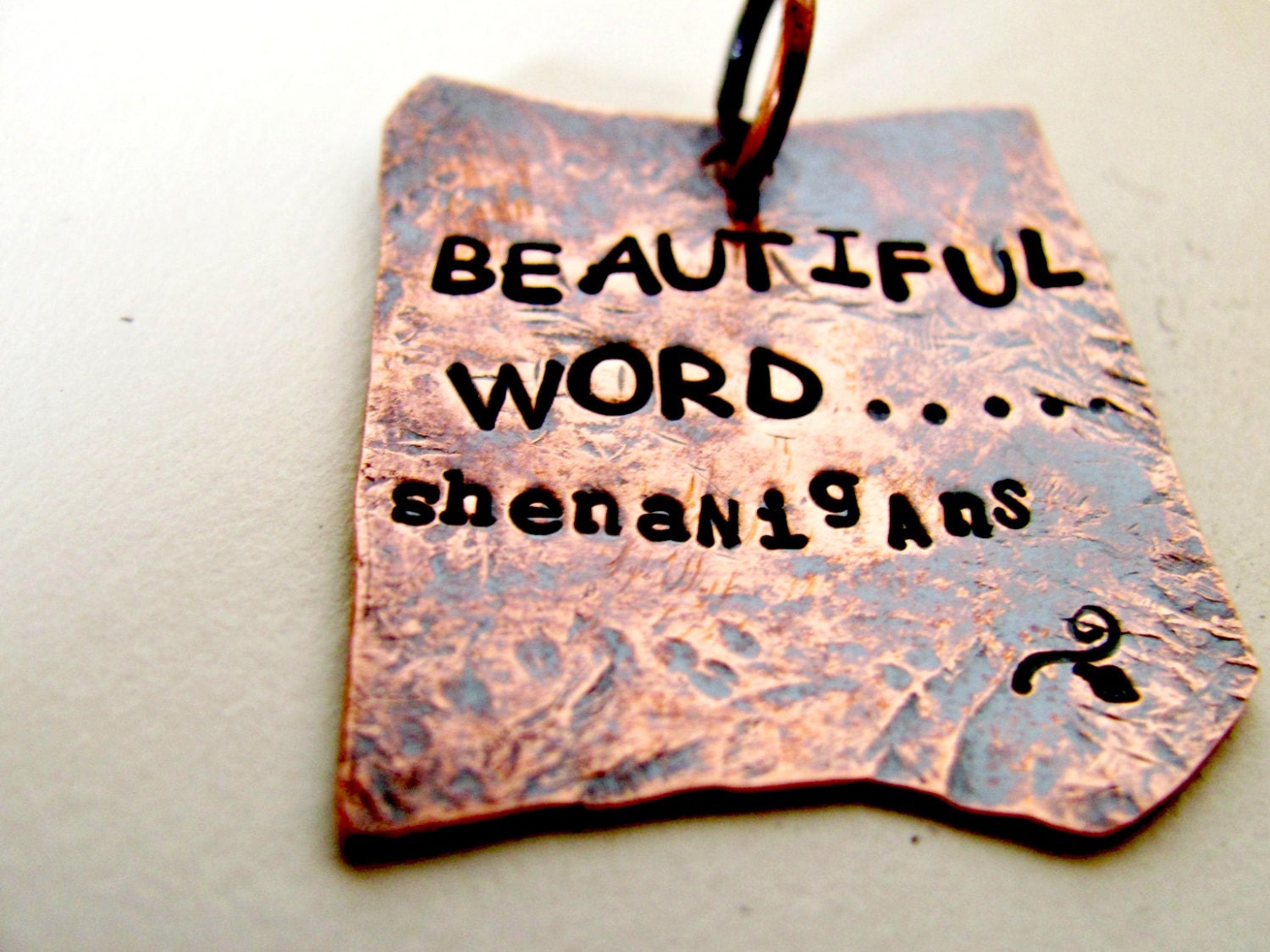 Beautiful Word Shenanigans 11th Doctor Who Matt Smith Copper Hammered Pendant