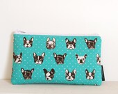 Flat pencil case/make-up case - French bulldog