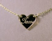 Tacos Heart Gold Mirror Acrylic Necklace