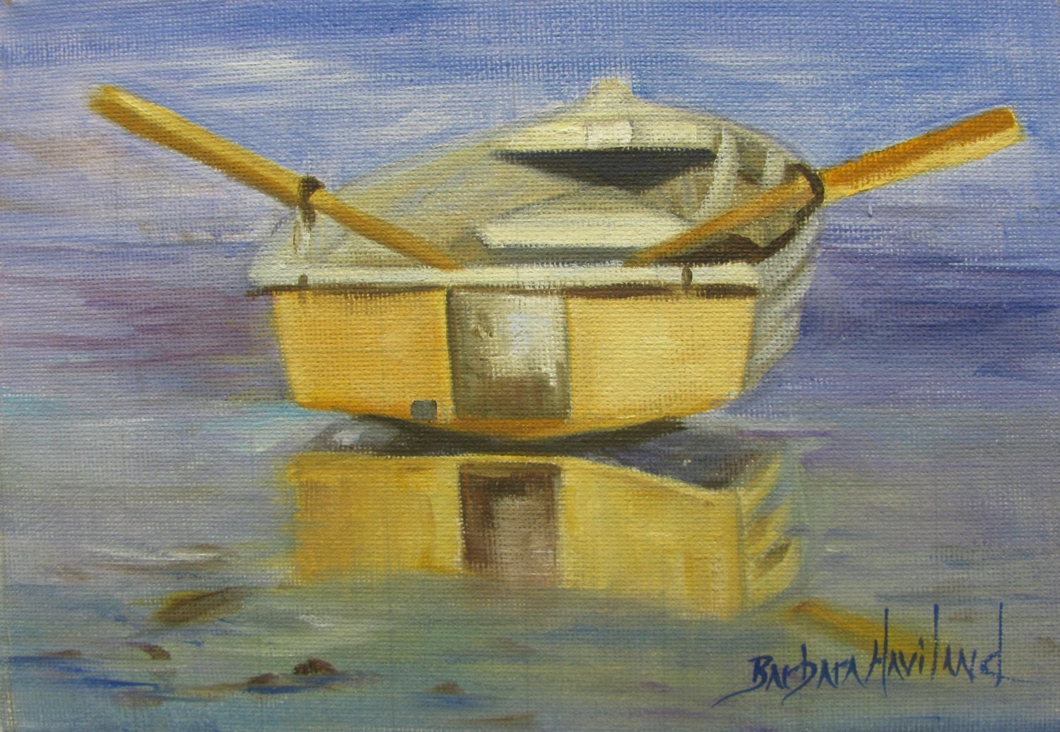 Dinghy a boat by Barbara Haviland miniature oil painting