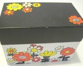 Vintage 70s Black with Yellow and Orange Flower File Box