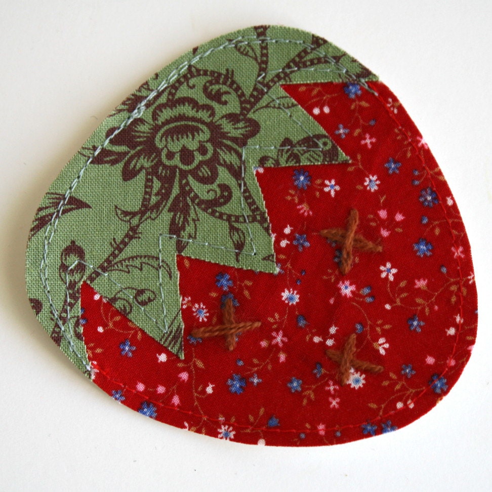 Calico Strawberry Iron on Applique