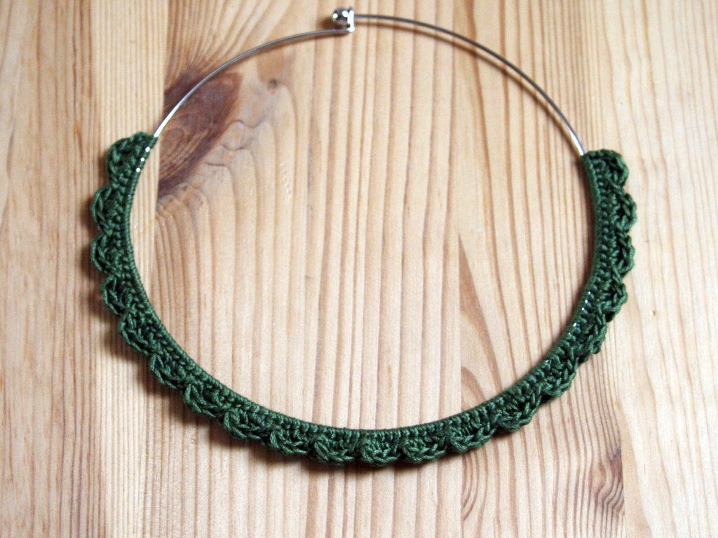 Green Crochet Collar necklace