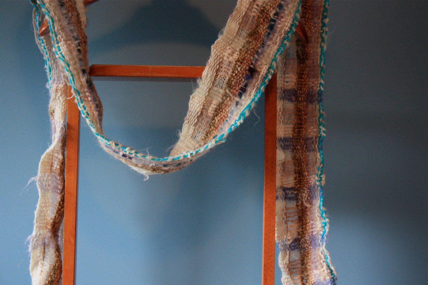Beach Everyday Scarf in beige and a bit of turquoise