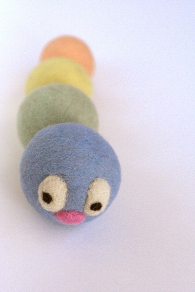 Cloud - Rattlepiller - Felted Wool Baby Rattle - Eco Friendly - Natural - Alternative Baby Toy