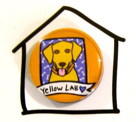 Yellow Lab Love Heart Pop Art Magnet by Anne Leuck Feldhaus