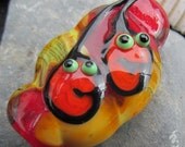 Cheeky cherries lampwork focal bead