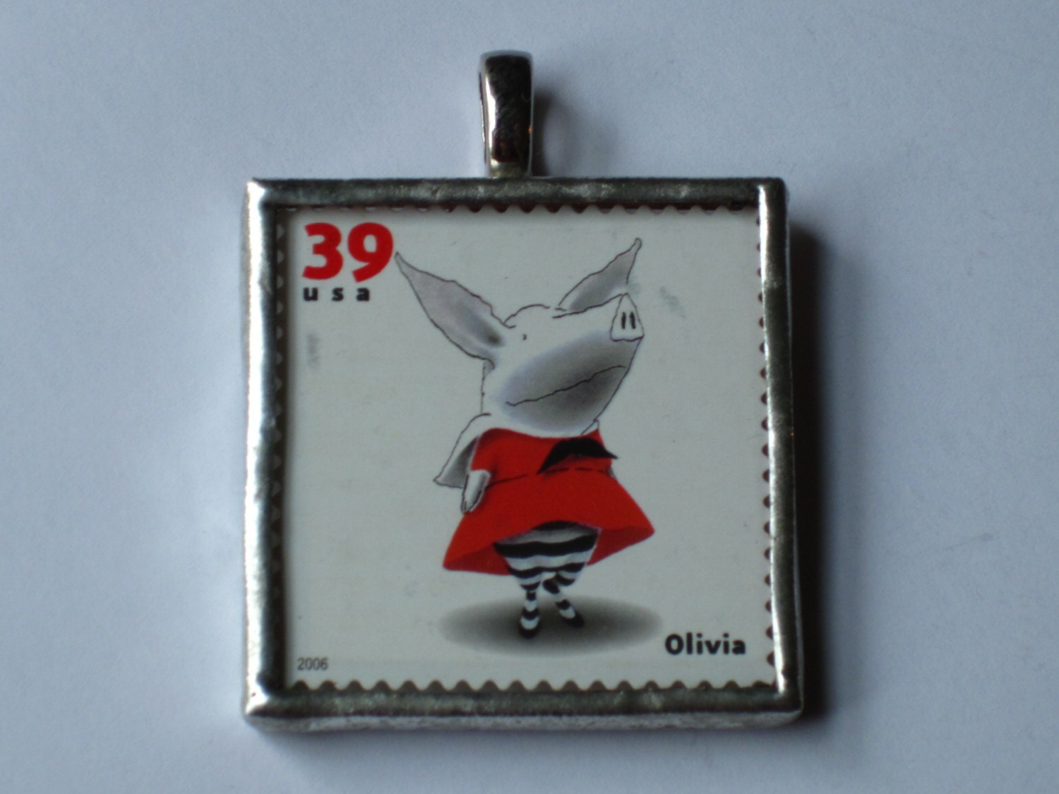 Postage Stamp Pendant - Olivia
