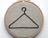 Hoop Art Wire Coat Hanger Embroidered Illustration Wall Plaque