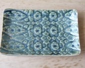 Iridescent Blue Green Porcelain Clay Trinket Dish